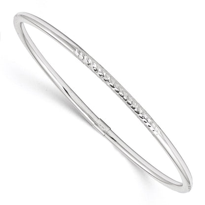 14k White Gold Polished D/C Slip on Bangle