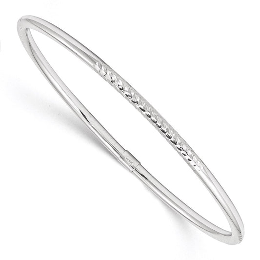 14k White Gold Polished D/C Slip on Bangle