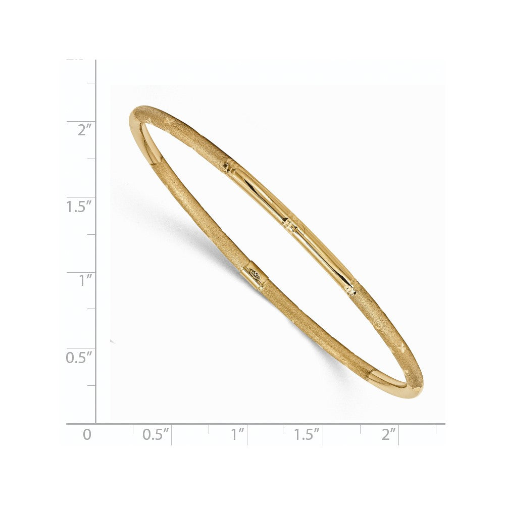 14k Yellow Gold Polished Satin D/C Slip on Bangle