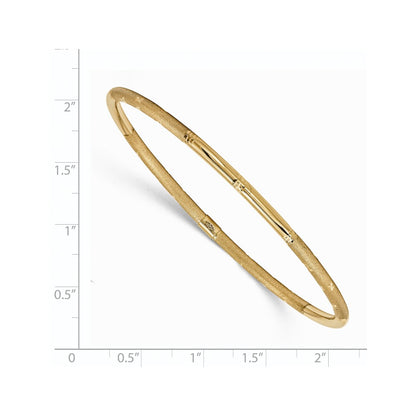 14k Yellow Gold Polished Satin D/C Slip on Bangle