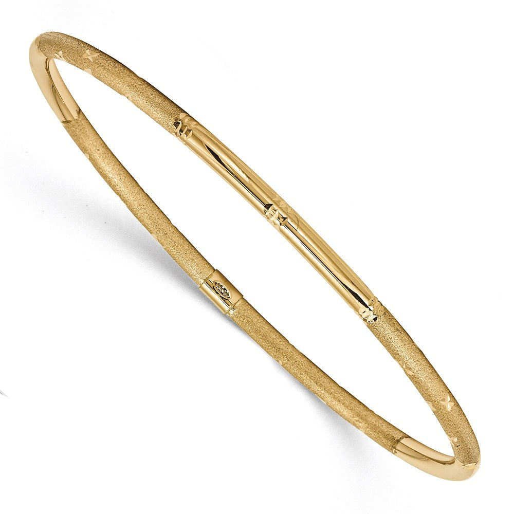 14k Yellow Gold Polished Satin D/C Slip on Bangle