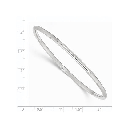 14k White Gold Polished Satin D/C Slip on Bangle