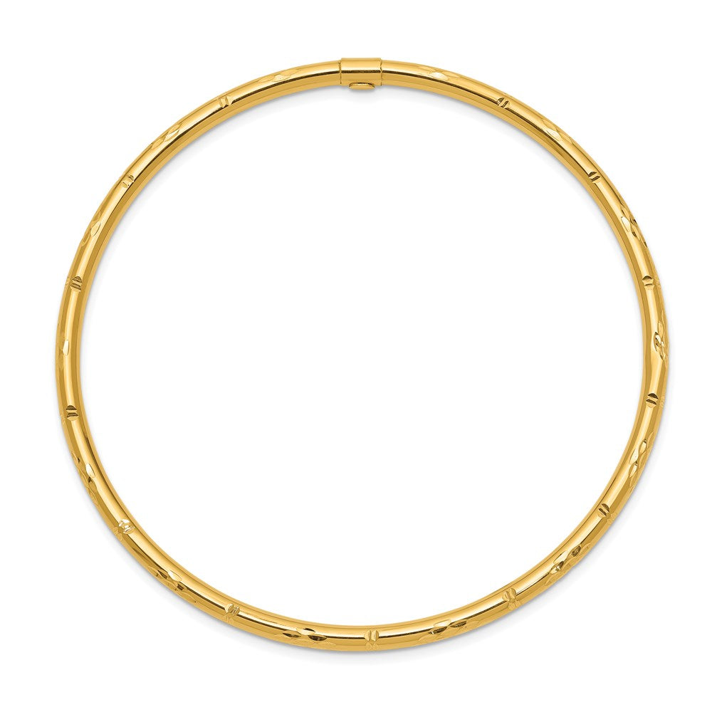 14k Yellow Gold Polished Diamond-cut Slip-on Bangle
