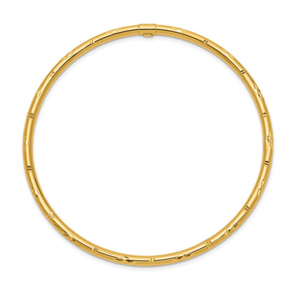 14k Yellow Gold Polished Diamond-cut Slip-on Bangle