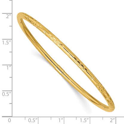 14k Yellow Gold Polished Diamond-cut Slip-on Bangle