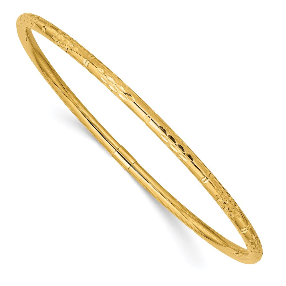 14k Yellow Gold Polished Diamond-cut Slip-on Bangle