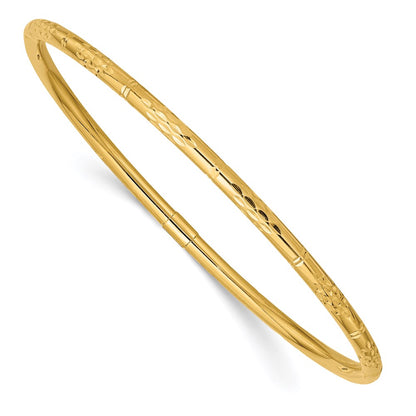 14k Yellow Gold Polished Diamond-cut Slip-on Bangle