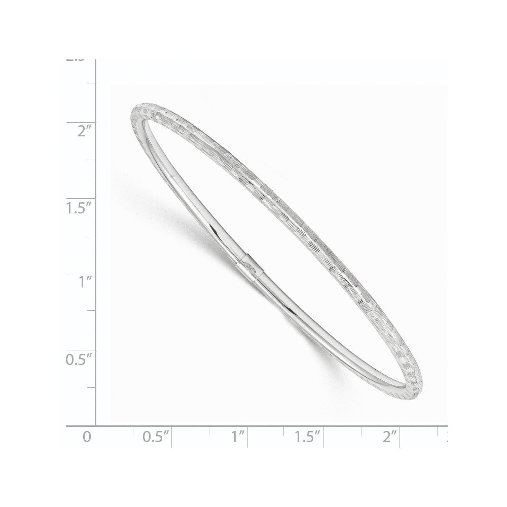 14k White Gold Diamond-cut Slip on Bangle