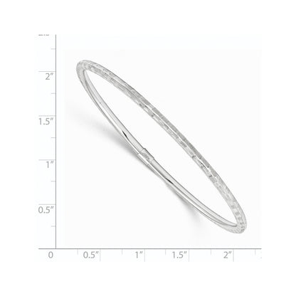14k White Gold Diamond-cut Slip on Bangle