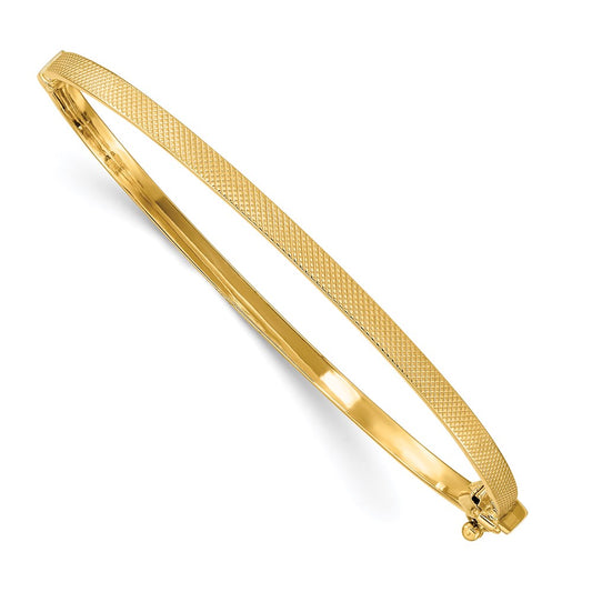 14k Yellow Gold Textured Hinged Bangle