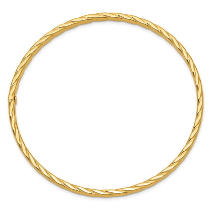 14k Yellow Gold 4mm Textured Twist Slip-on Bangle