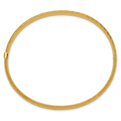 14k Yellow Gold 3/16 Textured Hinged Bangle