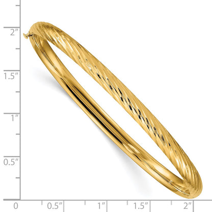 14k Yellow Gold 3/16 Textured Hinged Bangle