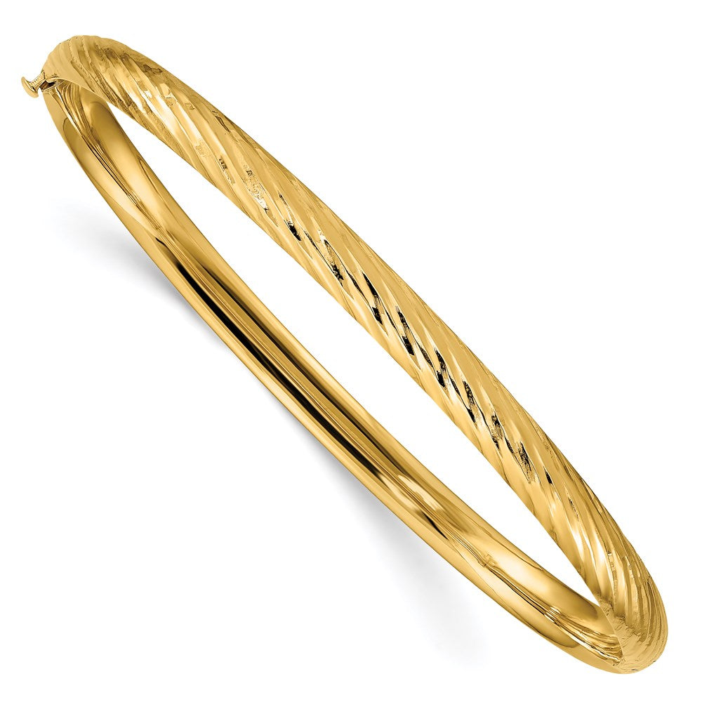 14k Yellow Gold 3/16 Textured Hinged Bangle