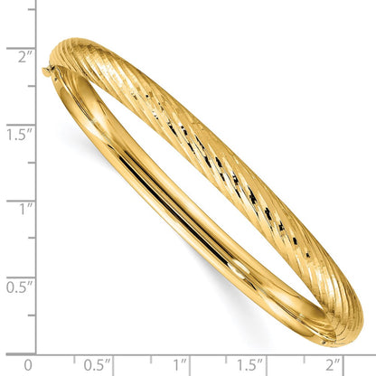 14k Yellow Gold 4/16 Textured Hinged Bangle