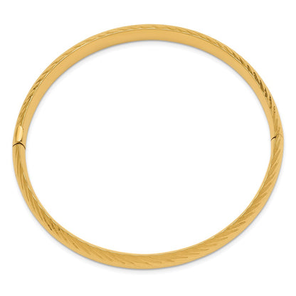 14k Yellow Gold 5/16 Textured Hinged Bangle