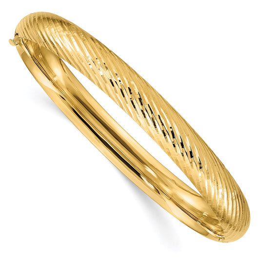 14k Yellow Gold 5/16 Textured Hinged Bangle