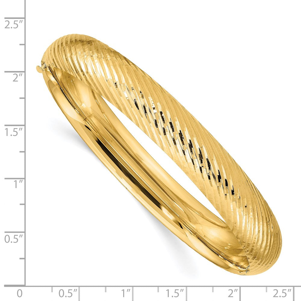 14k Yellow Gold 7/16 Textured Hinged Bangle
