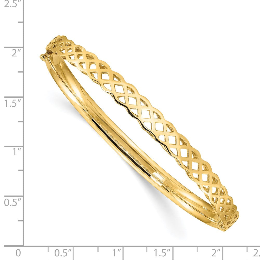 14k Yellow Gold Polished Wavy Hinged Bangle