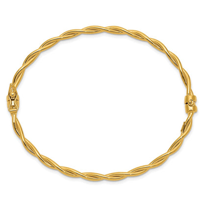 14k Yellow Gold Twisted Hinged Bangle