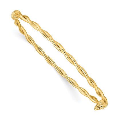 14k Yellow Gold Twisted Hinged Bangle