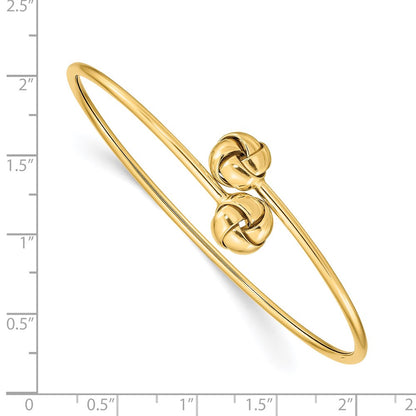 14k Yellow Gold Polished Love Knot Flexible Bangle