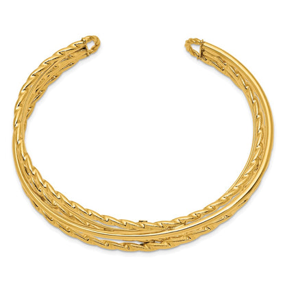 14k Yellow Gold Polished Multi Tube Cuff Bangle
