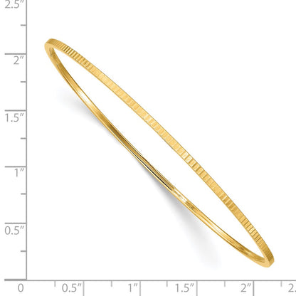 14k Yellow Gold Textured Polished Slip-On Bangle