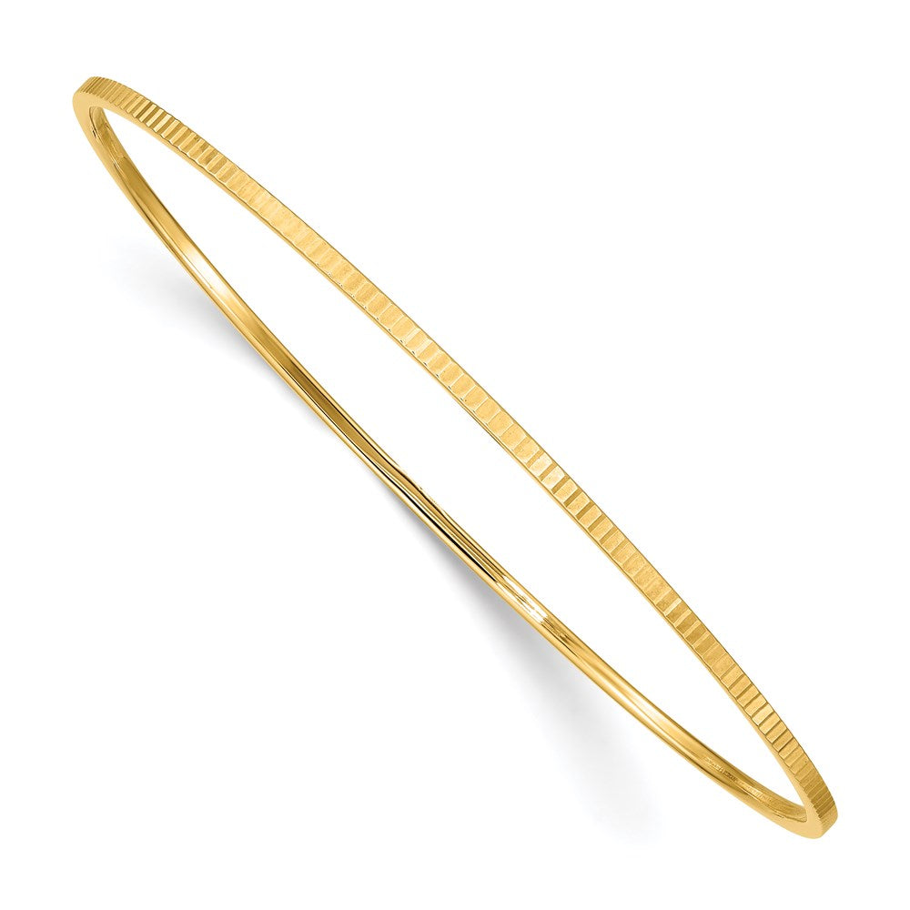 14k Yellow Gold Textured Polished Slip-On Bangle