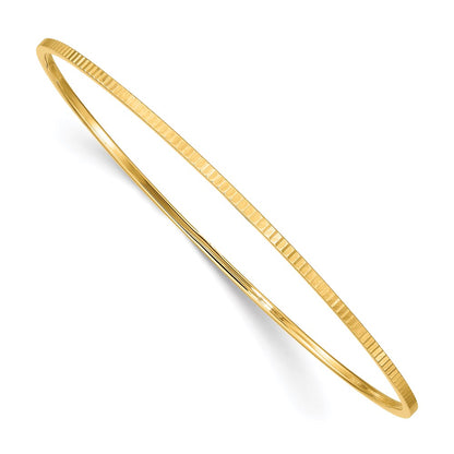 14k Yellow Gold Textured Polished Slip-On Bangle