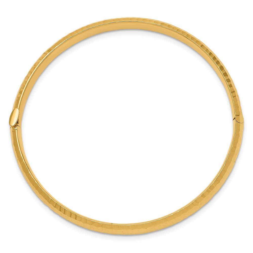 14k Yellow Gold 3/16 Hammered Children's Hinged Bangle