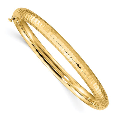 14k Yellow Gold 3/16 Hammered Children's Hinged Bangle