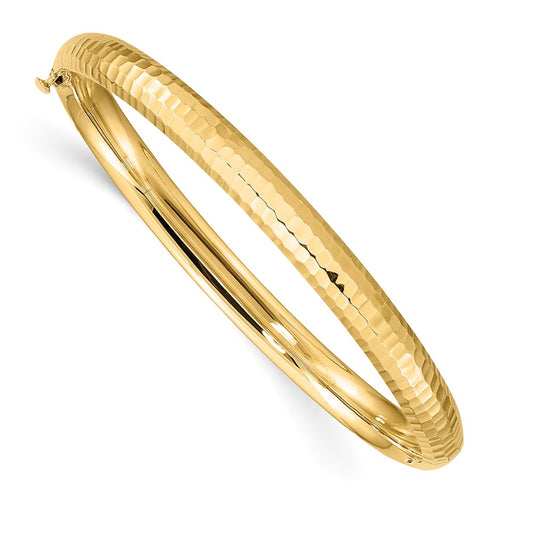 14k Yellow Gold 3/16 Hammered Children's Hinged Bangle