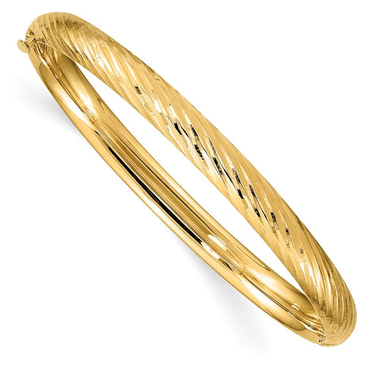 14k Yellow Gold 3/16 Textured Children's Hinged Bangle
