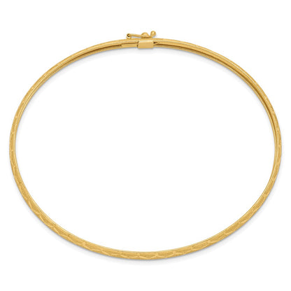 14k Yellow Gold Hexagonal Design Diamond-cut Flexible Bangle