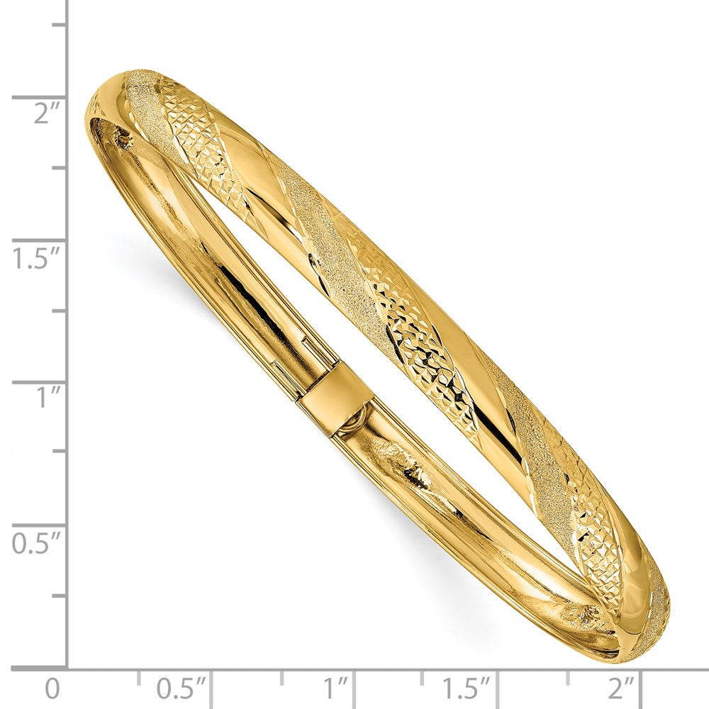 14k Yellow Gold Twisted Diamond-cut Flexible Bangle