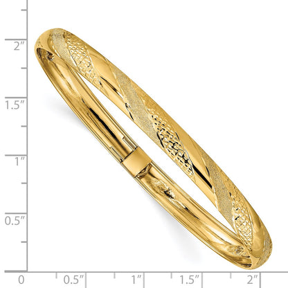 14k Yellow Gold Twisted Diamond-cut Flexible Bangle