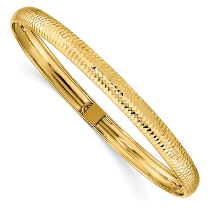 14k Yellow Gold Textured Flexible Bangle