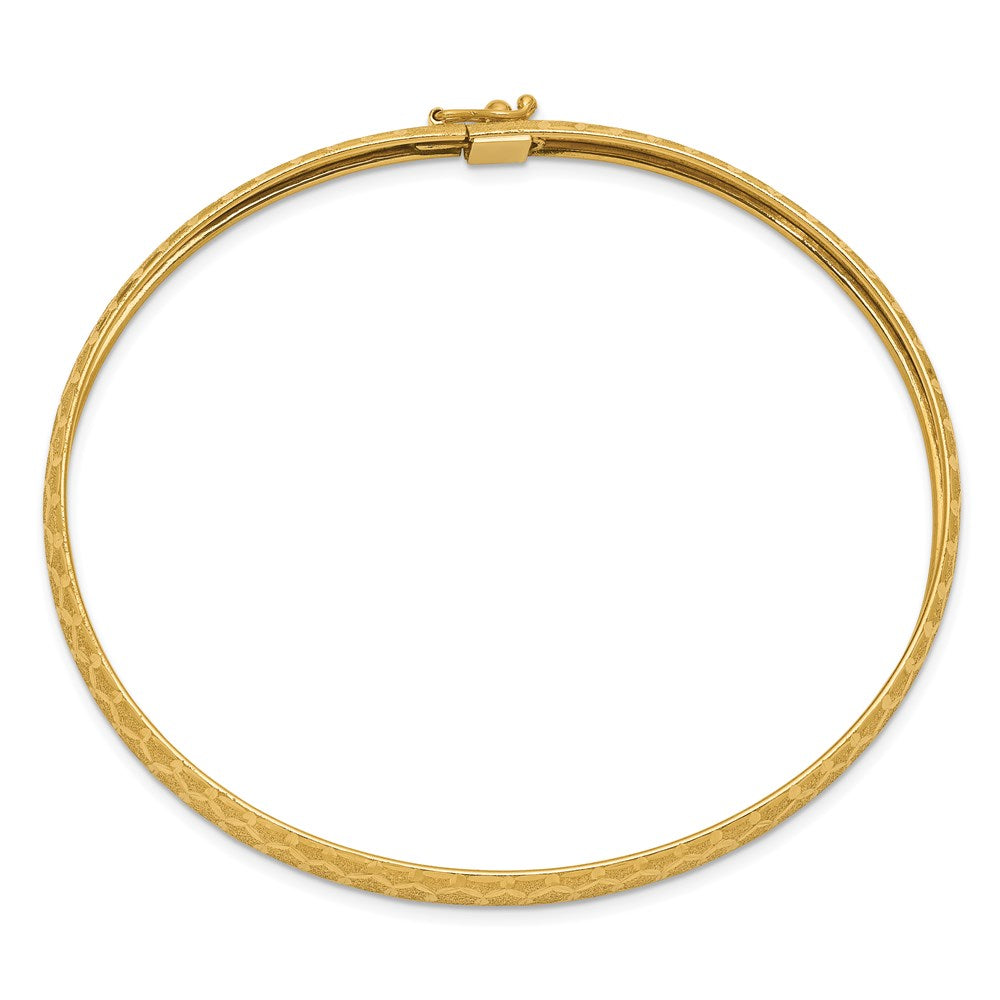 14k Yellow Gold Hexagonal Design Diamond-cut Flexible Bangle
