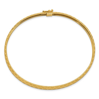 14k Yellow Gold Hexagonal Design Diamond-cut Flexible Bangle