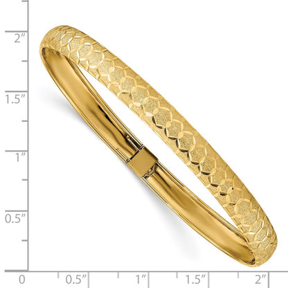 14k Yellow Gold Hexagonal Design Diamond-cut Flexible Bangle