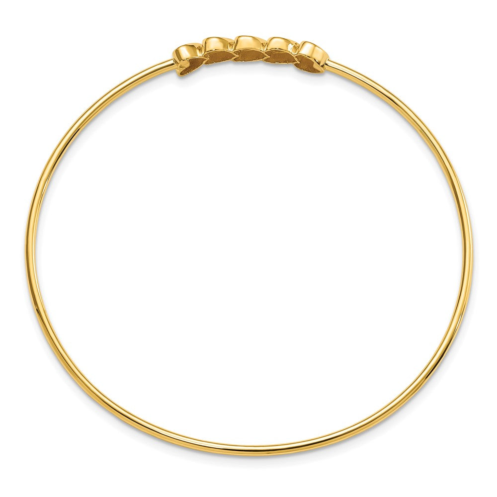 14k Yellow & Rhodium Gold & White Rhodium Polished D/C Hearts Slip On Bangle