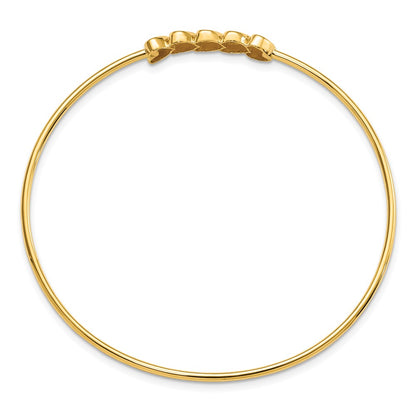 14k Yellow & Rhodium Gold & White Rhodium Polished D/C Hearts Slip On Bangle