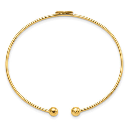 14k Yellow Gold Polished Heart Flexible Bangle