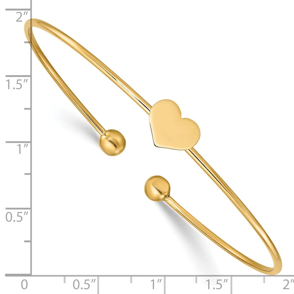 14k Yellow Gold Polished Heart Flexible Bangle