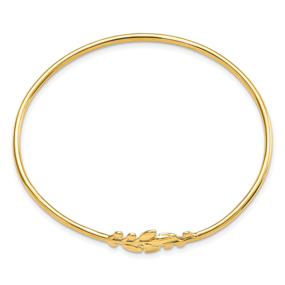 14k Yellow Gold Polished Leaves Flexible Bangle