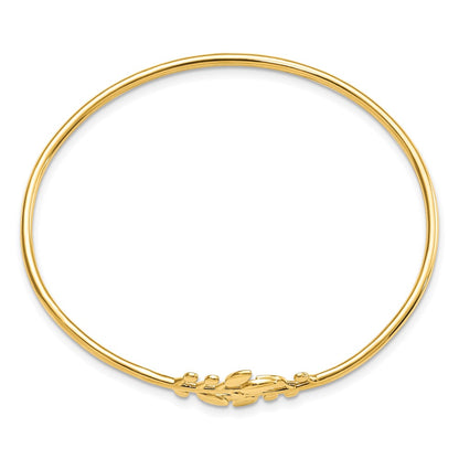 14k Yellow Gold Polished Leaves Flexible Bangle