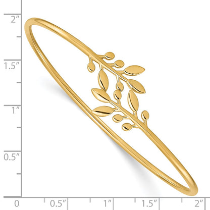 14k Yellow Gold Polished Leaves Flexible Bangle
