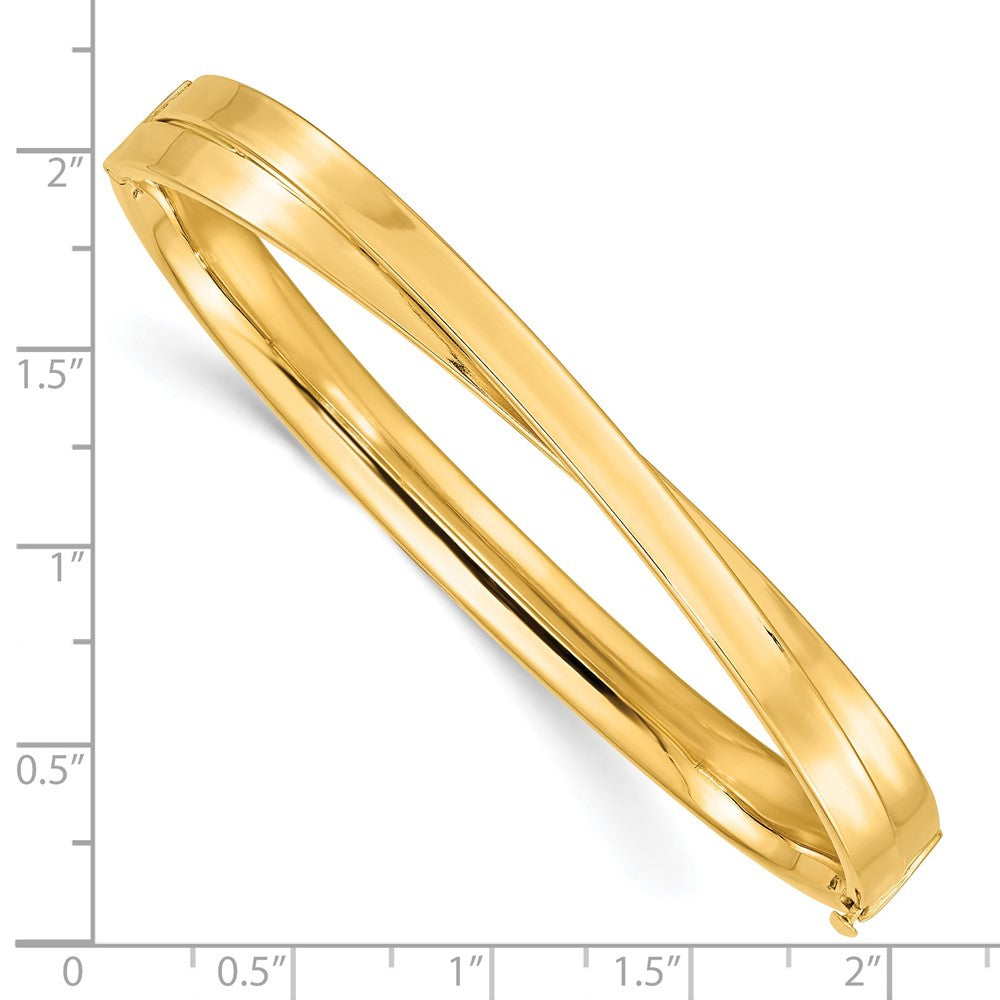 14k Yellow Goldy 4/16 Polished Bypass Hinged Bangle