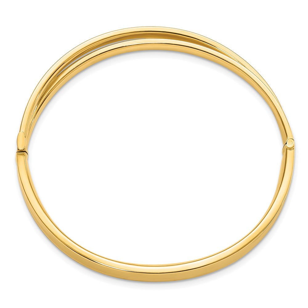 14k Yellow Goldy 4/16 Polished & Diamond-cut Bypass Hinged Bangle